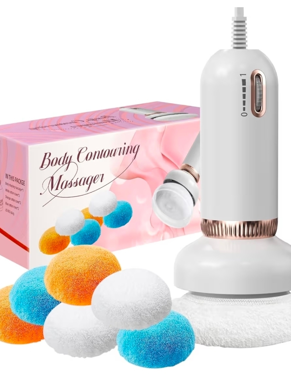 Body Contouring Massager with Washable Pads - White